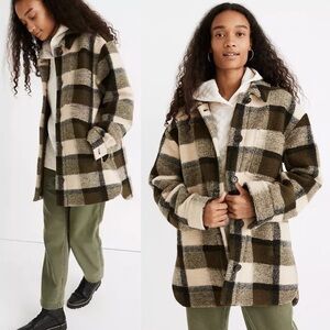 Madewell Shirt-Jacket Belrose Shacket Fuzzy Check Fall Maran Plaid XXS EUC